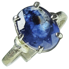 Natural Neelam (Blue Sapphire) Silver Ring; Original & Certified